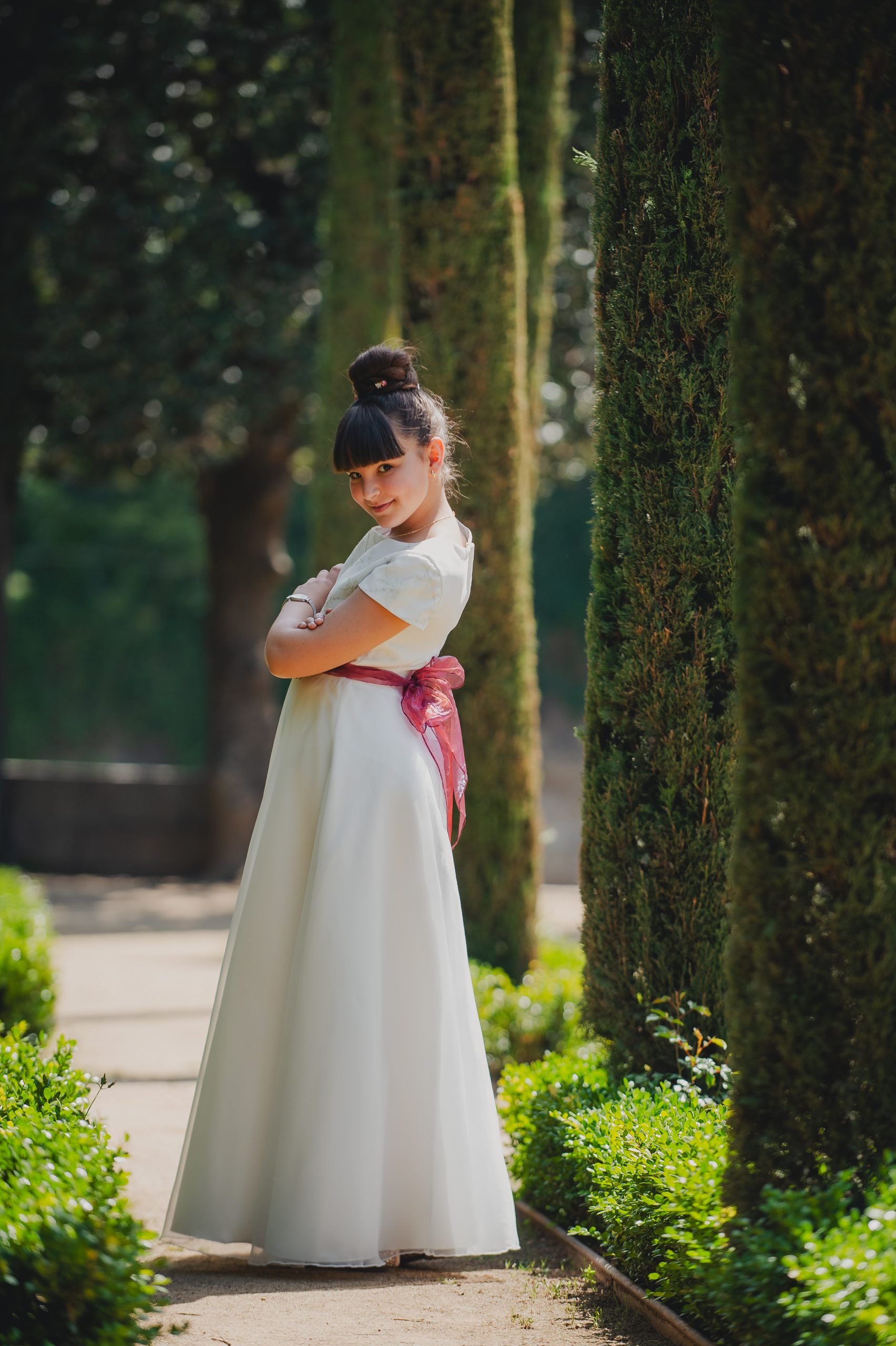 Retrato natural de comunión de niña en Barcelona